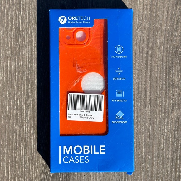 IP 14 Plus Heavy Duty, 2 pc Toughness Tempered Glass, Slim Orange Phone Case - Picture 2 of 5